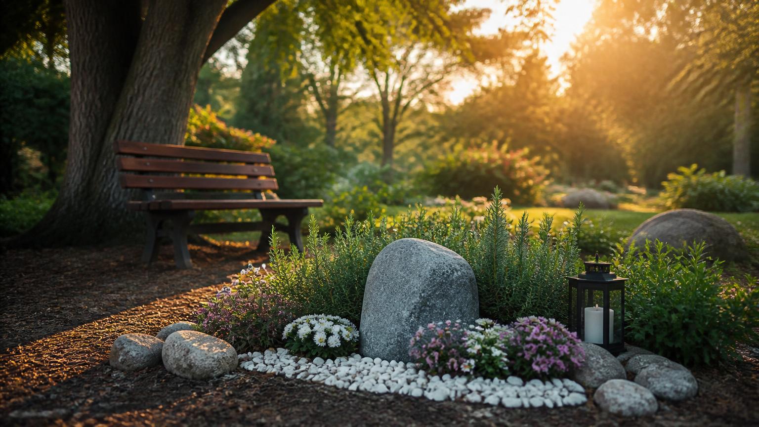 Huzur Hakkı Pet Mezarlığı bahçesinde gün batımı